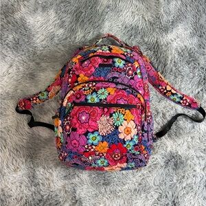 Vera Bradley Large Floral Fiesta Campus Laptop Backpack Book Bag